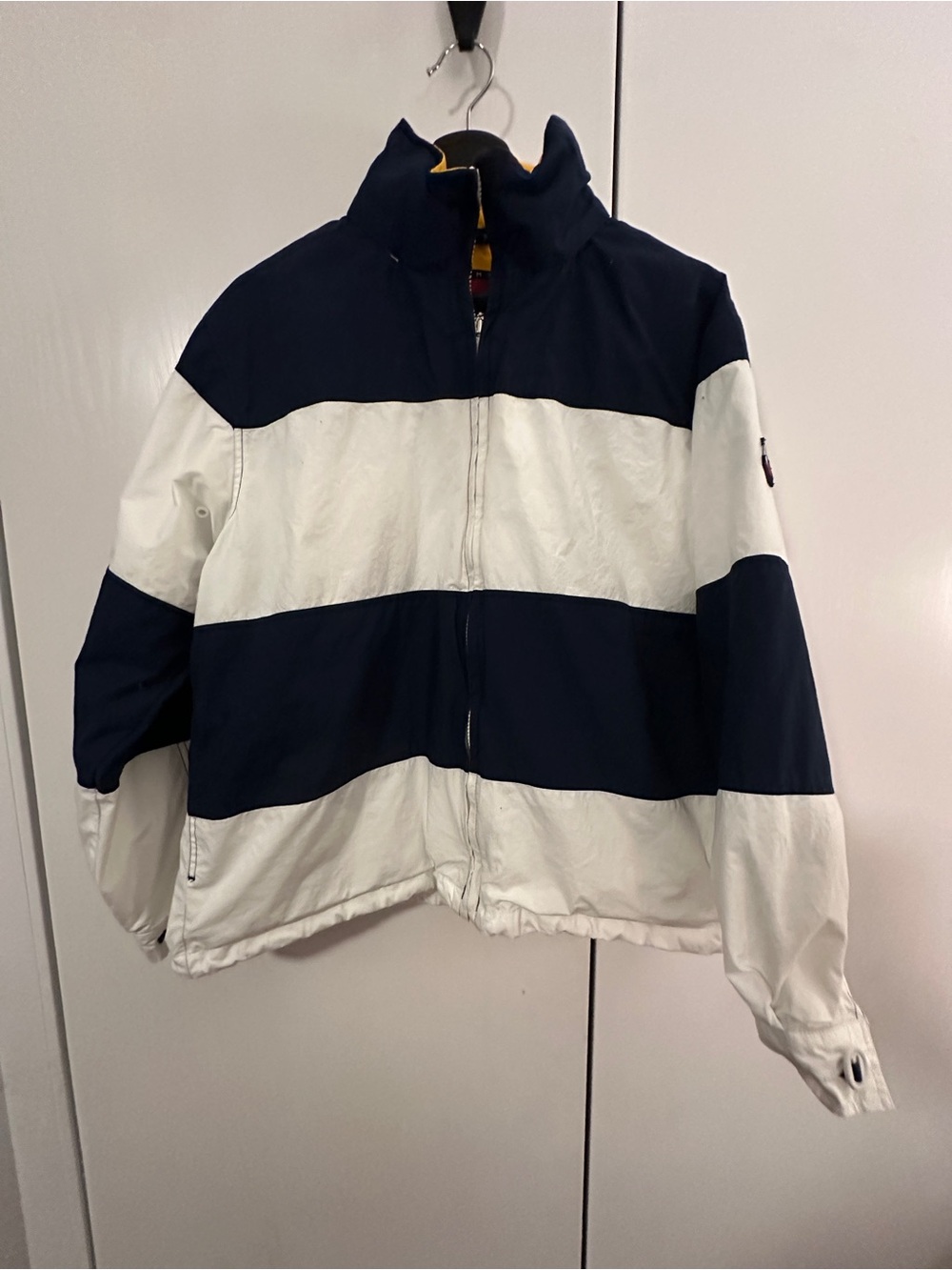 Tommy Hilfiger Navy and White Colorblock Windbreaker Jacket